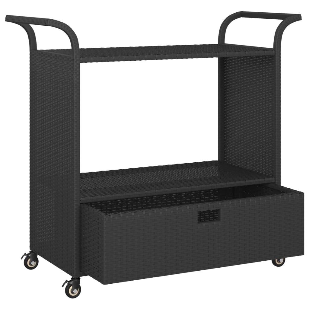 Galleria Design Bar Cart with Drawer Black 100x45x97 cm Poly Rattan