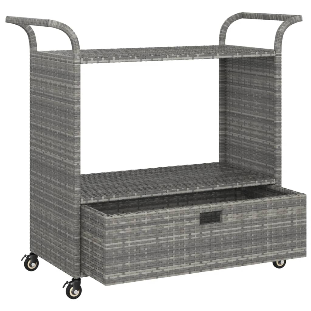 Galleria Design Bar Cart with Drawer Grey 100x45x97 cm Poly Rattan