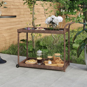 Galleria Design Bar Cart Brown 100x45x83 cm Poly Rattan