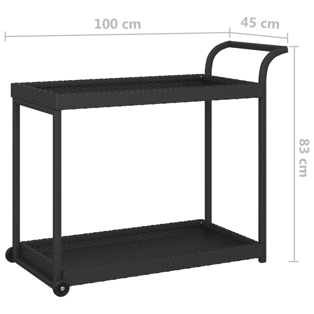 Galleria Design Bar Cart Black 100x45x83 cm Poly Rattan