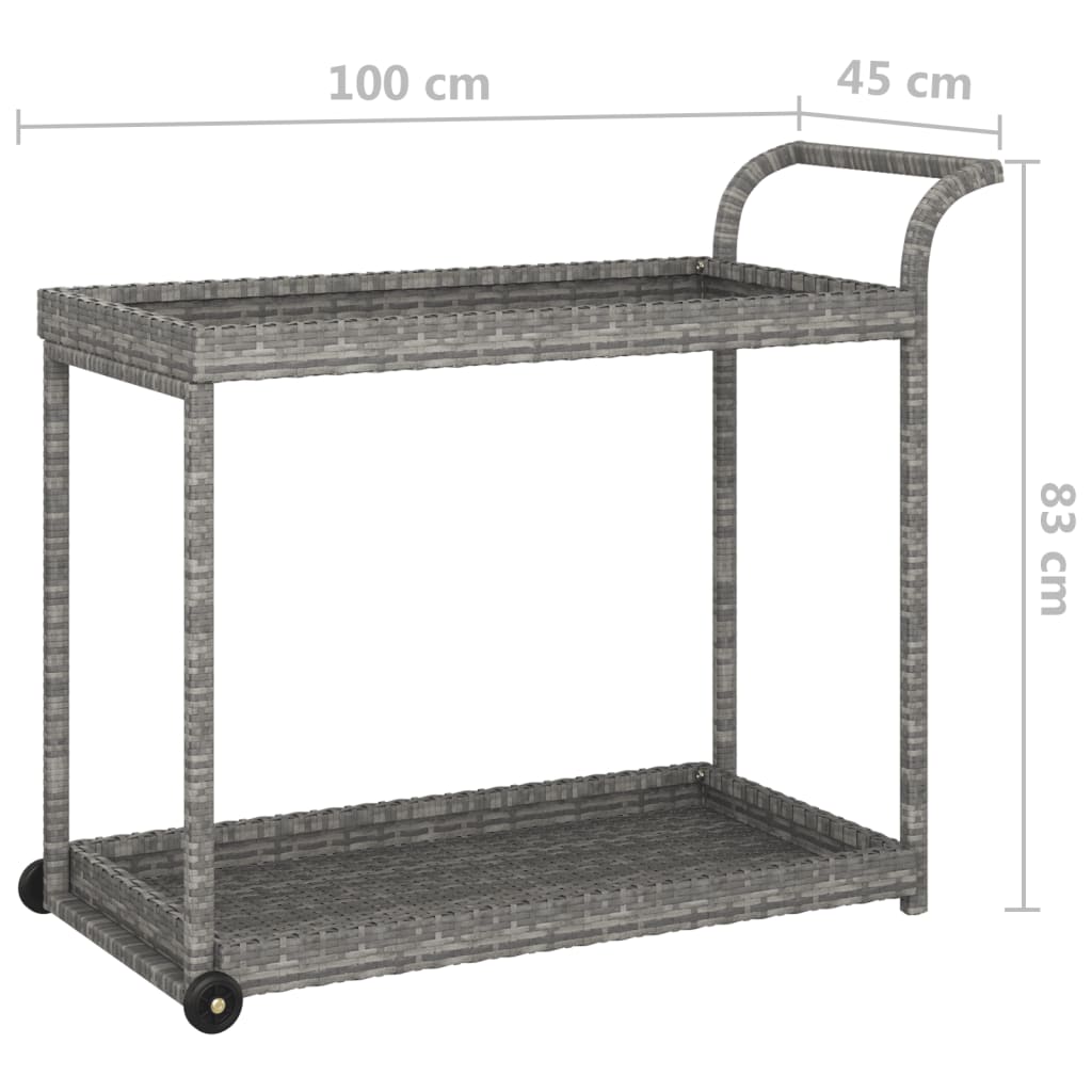 Galleria Design Bar Cart Grey 100x45x83 cm Poly Rattan