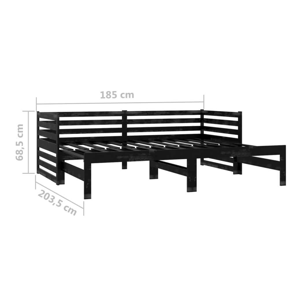 Galleria Design Pull-out Day Bed without Mattress Black 2x(90x200)cm