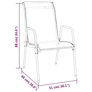 Galleria Design Garden Chairs 2 pcs Steel and Textilene Black