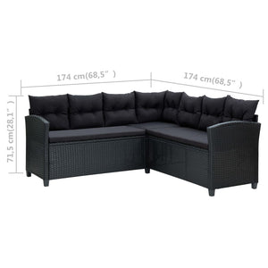 Galleria Design 6 Piece Garden Lounge Set with Cushions Poly Rattan Black