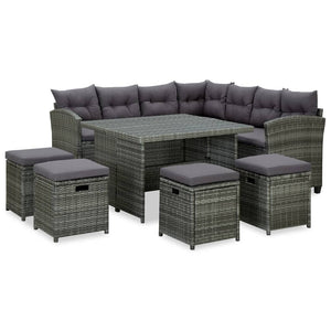 Galleria Design 6 Piece Garden Lounge Set with Cushions Poly Rattan Black