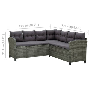 Galleria Design 6 Piece Garden Lounge Set with Cushions Poly Rattan Black