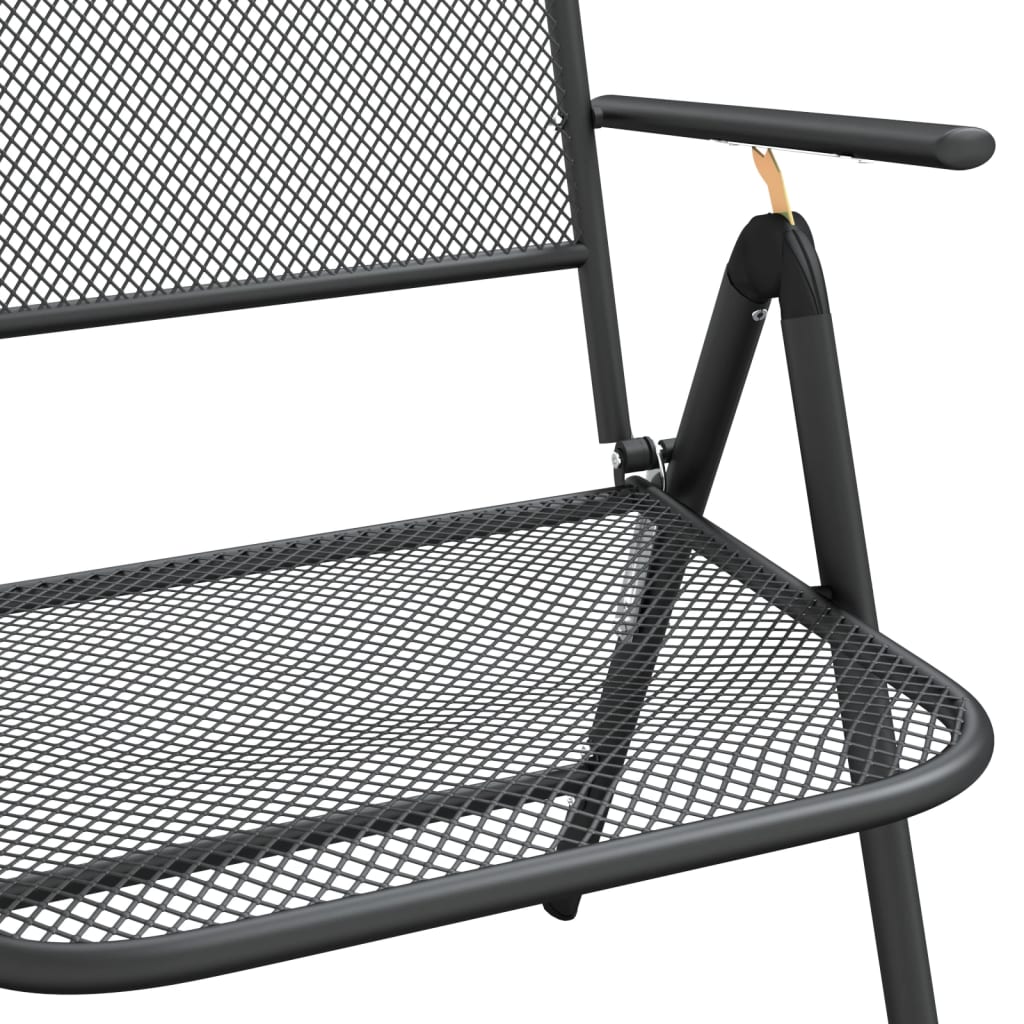 Galleria Design Folding Garden Chairs 2 pcs Expanded Metal Mesh Anthracite