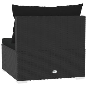 Galleria Design 3-Seater Sofa with Cushions Black Poly Rattan