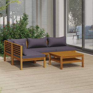 Galleria Design 5 Piece Garden Lounge Set with Cushion Solid Acacia Wood