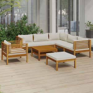 Galleria Design 8 Piece Garden Lounge Set with Cream Cushion Solid Acacia Wood