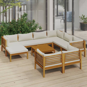 Galleria Design 10 Piece Garden Lounge Set with Cream Cushion Solid Acacia Wood