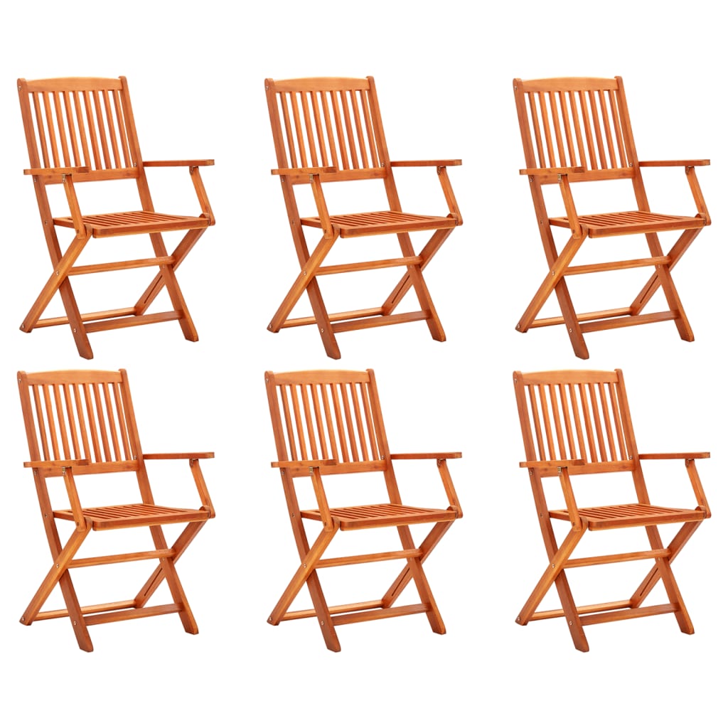 Galleria Design Folding Garden Chairs 6 pcs Solid Eucalyptus Wood