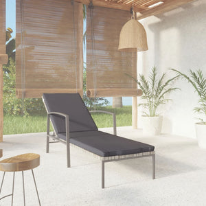 Galleria Design Garden Sun Lounger with Cushion Poly Rattan Grey