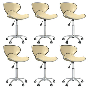 Galleria Design Swivel Dining Chairs 6 pcs Cream Faux Leather