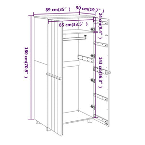 Galleria Design Wardrobe HAMAR Dark Grey 89x50x180 cm Solid Wood Pine