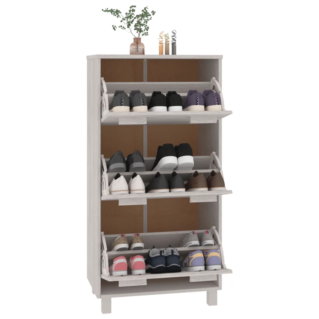 Galleria Design Shoe Cabinet HAMAR White 59.5x35x117 cm Solid Wood Pine