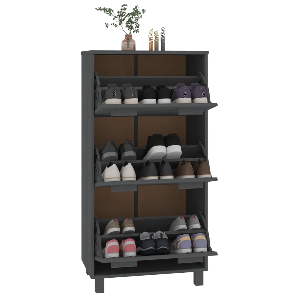 Galleria Design Shoe Cabinet HAMAR Dark Grey 59.5x35x117 cm Solid Wood Pine
