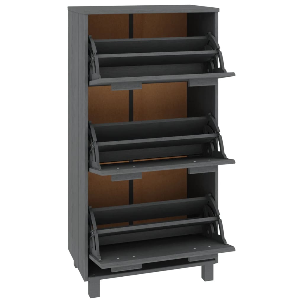Galleria Design Shoe Cabinet HAMAR Dark Grey 59.5x35x117 cm Solid Wood Pine