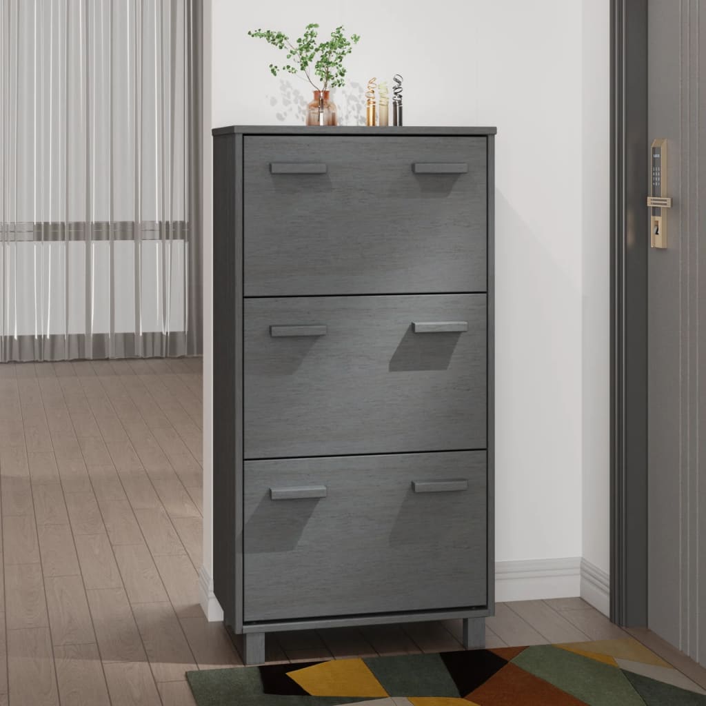 Galleria Design Shoe Cabinet HAMAR Dark Grey 59.5x35x117 cm Solid Wood Pine