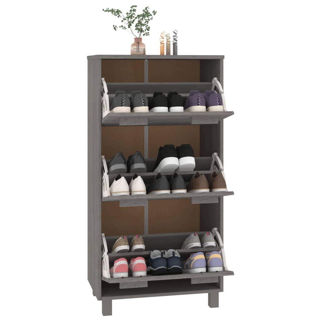 Galleria Design Shoe Cabinet HAMAR Light Grey 59.5x35x117 cm Solid Wood Pine