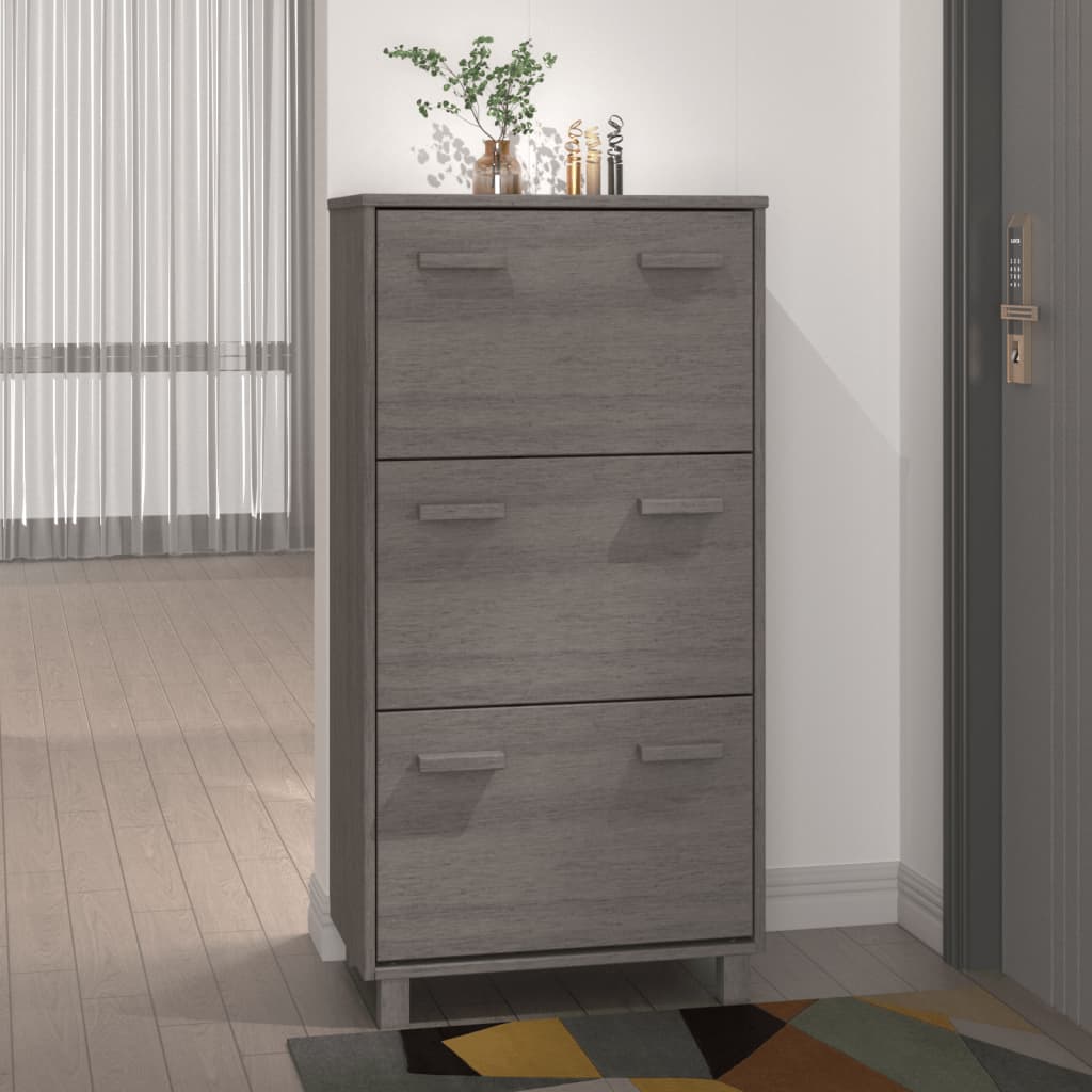 Galleria Design Shoe Cabinet HAMAR Light Grey 59.5x35x117 cm Solid Wood Pine
