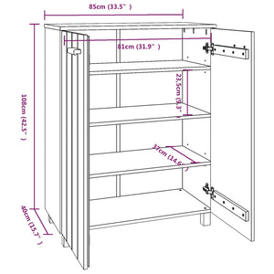 Galleria Design Shoe Cabinet HAMAR Dark Grey 85x40x108 cm Solid Wood Pine