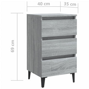 Galleria Design Bed Cabinet with Metal Legs Grey Sonoma 40x35x69 cm