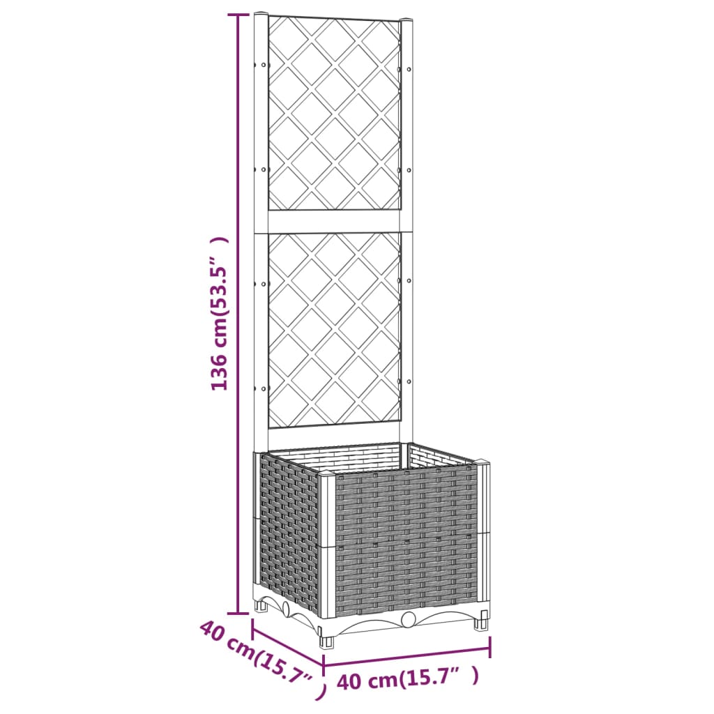 Galleria Design Garden Planter with Trellis Blue Grey 120x40x136 cm PP