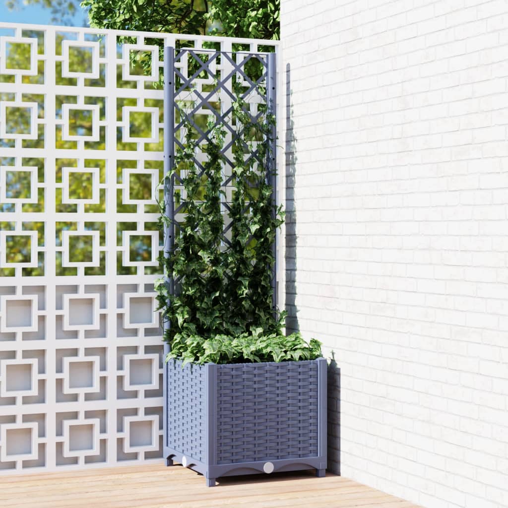 Galleria Design Garden Planter with Trellis Blue Grey 120x40x136 cm PP