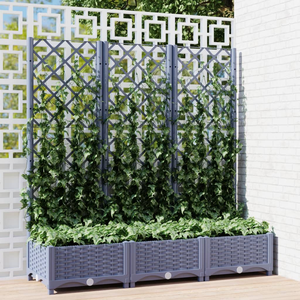 Galleria Design Garden Planter with Trellis Blue Grey 120x40x136 cm PP