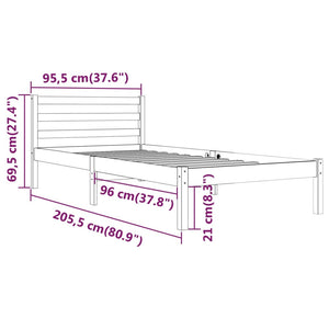 Galleria Design Bed Frame without Mattress Solid Wood Pine 90x200cm White