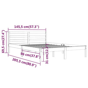 Galleria Design Bed Frame without Mattress Solid Wood Pine 140x200cm White
