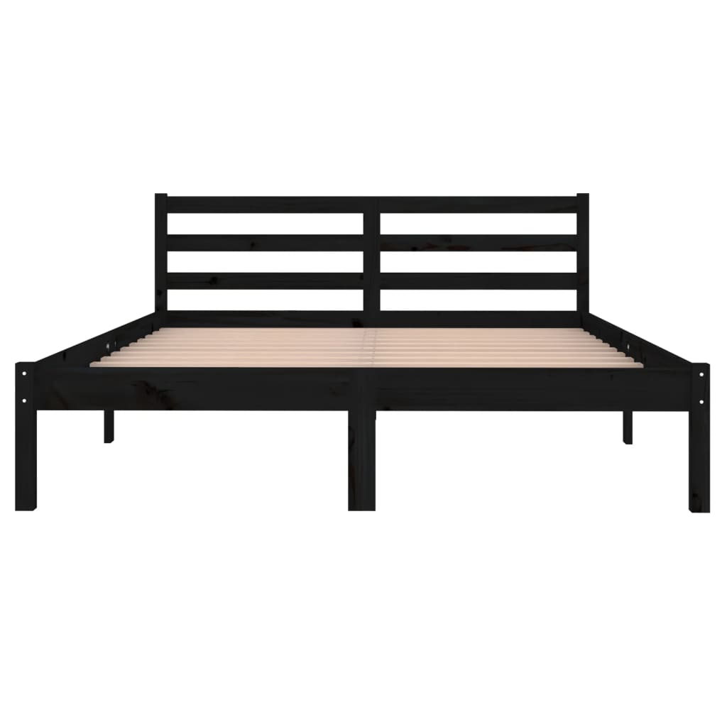 Galleria Design Bed Frame without Mattress Solid Wood Pine 140x200cm Black