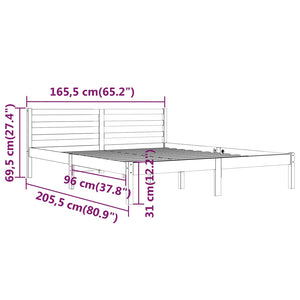 Galleria Design Bed Frame without Mattress Solid Wood Pine 160x200cm Grey