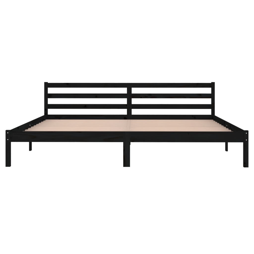 Galleria Design Bed Frame without Mattress Solid Wood Pine 200x200cm Black