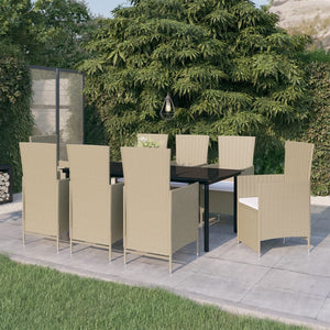 Galleria Design 9 Piece Garden Dining Set with Cushions Beige