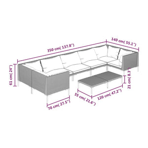 Galleria Design 8 Piece Garden Lounge Set with Cushions Poly Rattan Dark Grey