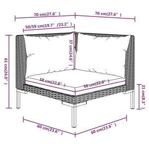 Galleria Design 8 Piece Garden Lounge Set with Cushions Poly Rattan Dark Grey