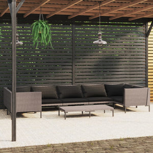 Galleria Design 8 Piece Garden Lounge Set with Cushions Poly Rattan Dark Grey