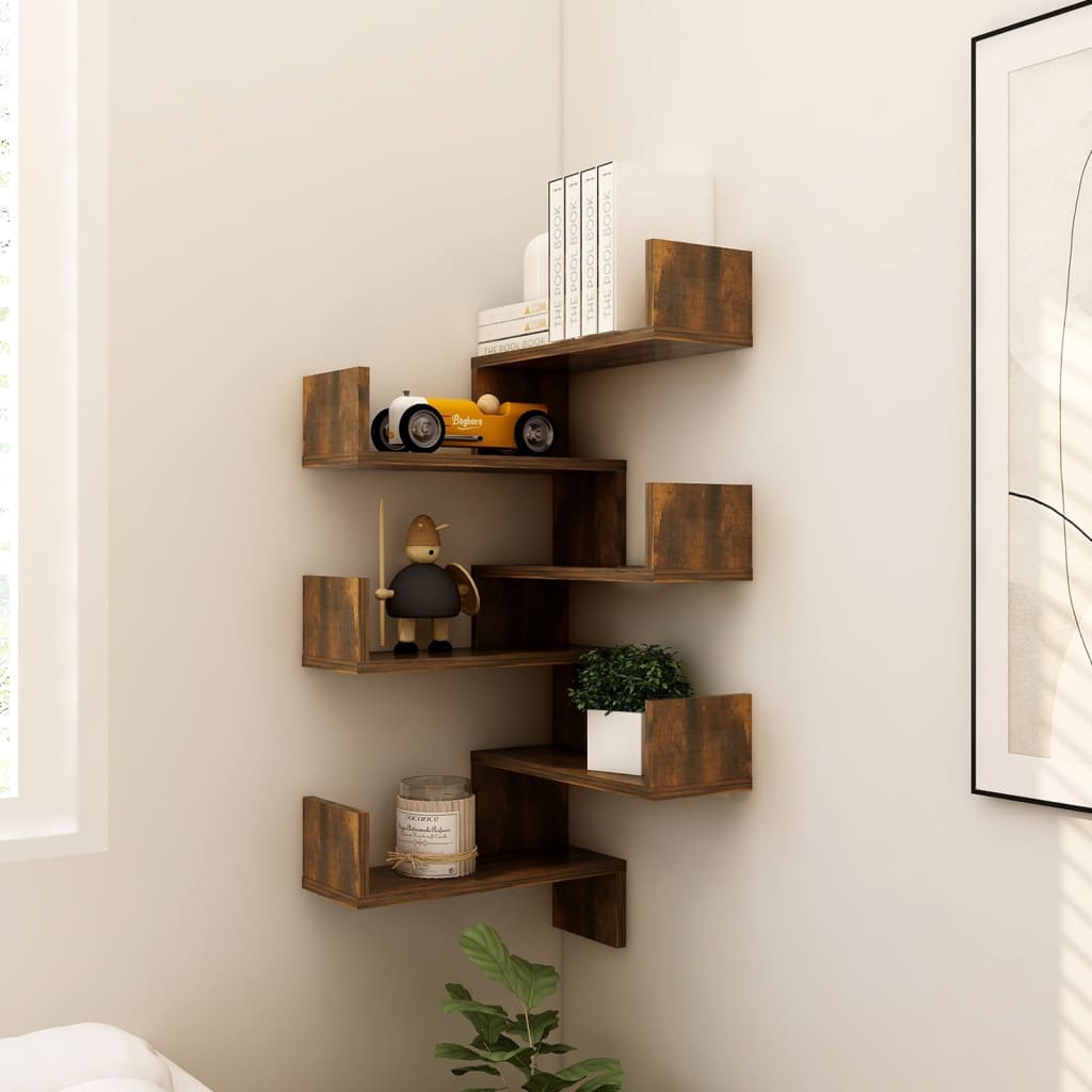Galleria Design Wall Corner Shelves 2 pcs Smoked Oak 40x40x50 cm Engineered Wood