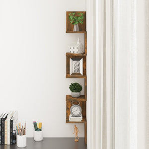Galleria Design Wall Corner Shelf Smoked Oak 20x20x127.5 cm Engineered Wood