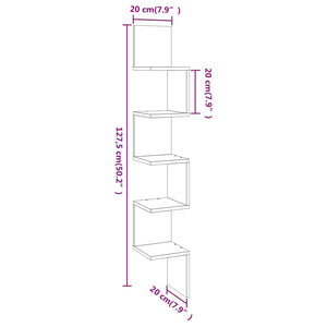 Galleria Design Wall Corner Shelf Smoked Oak 20x20x127.5 cm Engineered Wood