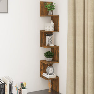 Galleria Design Wall Corner Shelf Smoked Oak 20x20x127.5 cm Engineered Wood
