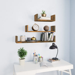 Galleria Design Wall Display Shelves 3 pcs Smoked Oak Engineered Wood