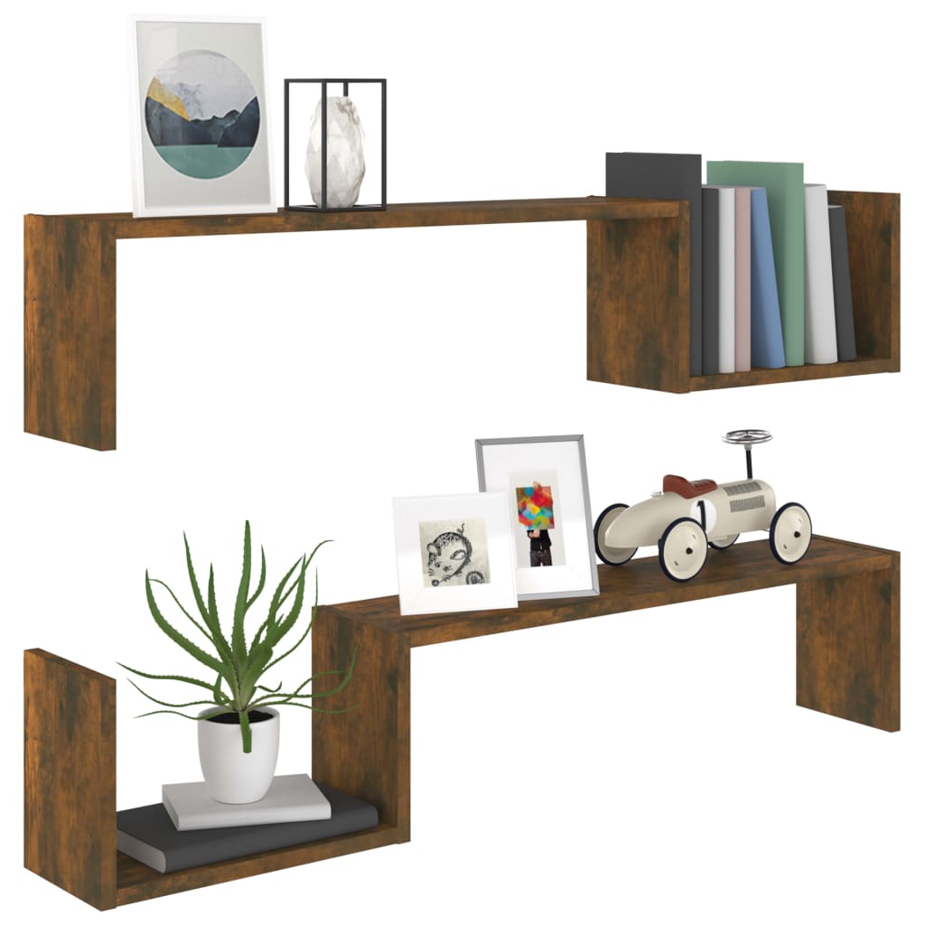 Galleria Design Wall Shelves 2 pcs Smoked Oak 100x15x20 cm Engineered Wood