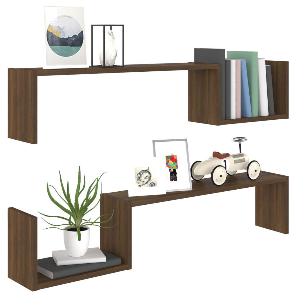 Galleria Design Wall Shelves 2 pcs Brown Oak 100x15x20 cm Engineered Wood