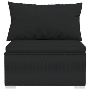 Galleria Design 10 Piece Garden Lounge Set with Cushions Black Poly Rattan