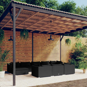 Galleria Design 10 Piece Garden Lounge Set with Cushions Black Poly Rattan