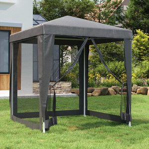 Galleria Design Party Tent with 4 Mesh Sidewalls Anthracite 2x2 m HDPE