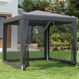 Galleria Design Party Tent with 4 Mesh Sidewalls Anthracite 2.5x2.5 m HDPE